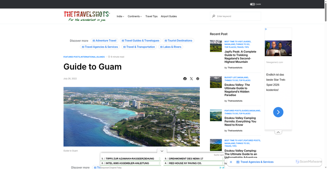 Security scan screenshot of https://thetravelshots.com/guide-to-guam/