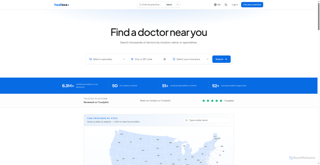Security scan screenshot of https://heallexa.com/