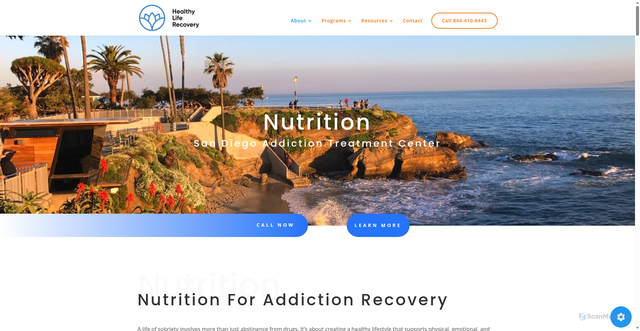 Security scan screenshot of https://healthyliferecovery.com/four-pillars/nutrition/