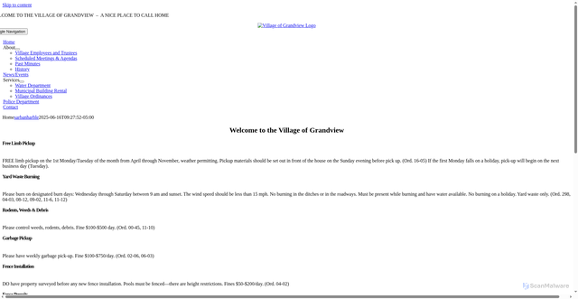Security scan screenshot of https://villageofgrandview.gov/