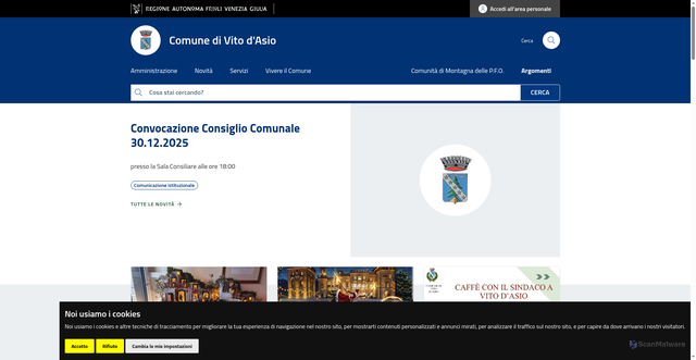 Security scan screenshot of https://www.comune.vitodasio.pn.it/