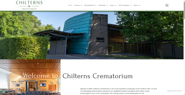 Security scan screenshot of https://buckinghamshirecrematorium.co.uk/chilterns/