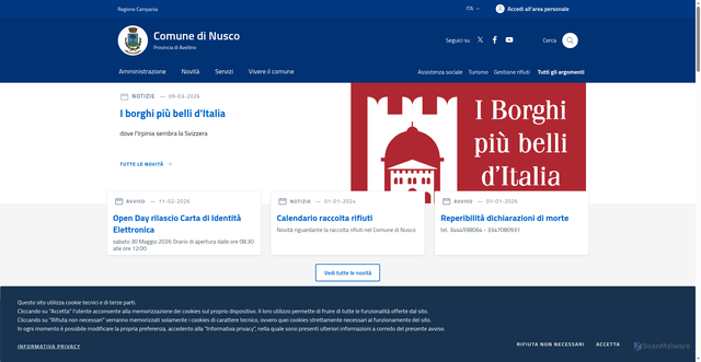 Security scan screenshot of https://www.comune.nusco.av.it