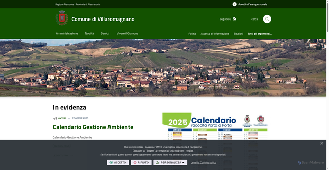 Security scan screenshot of https://www.comune.villaromagnano.al.it/it-it/home