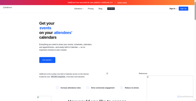 Security scan screenshot of https://addevent.com