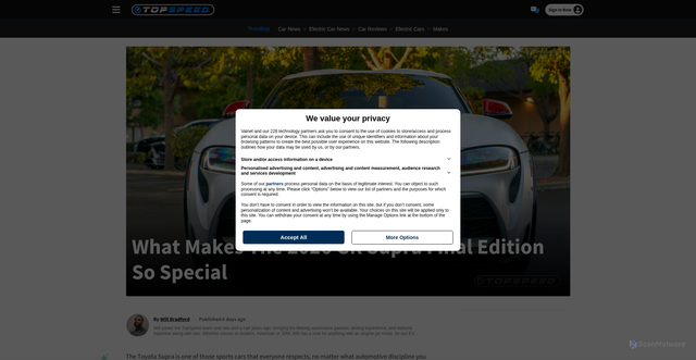 Security scan screenshot of https://www.topspeed.com/gr-supra-final-edition/