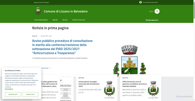 Security scan screenshot of https://www.comune.lizzano.bo.it/
