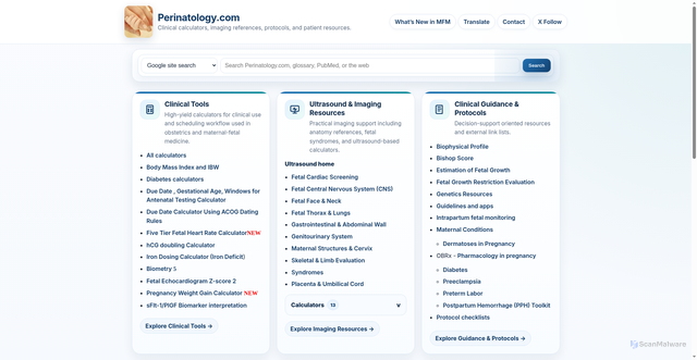 Security scan screenshot of https://perinatology.com