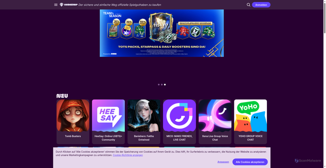 Security scan screenshot of https://codashop.com