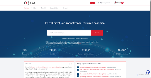 Security scan screenshot of https://hrcak.srce.hr