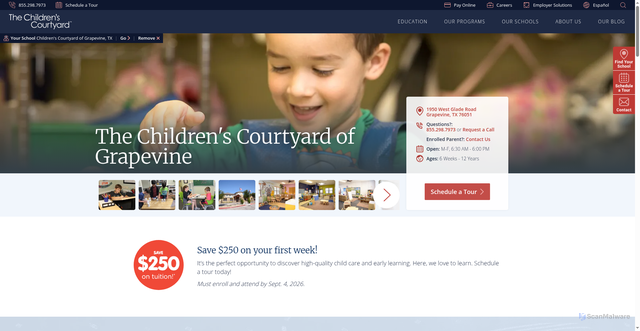 Security scan screenshot of https://www.childrenscourtyard.com/your-local-school/grapevine-tx-3014/