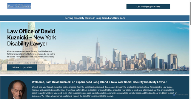 Security scan screenshot of https://nysocialsecuritydisability.com/