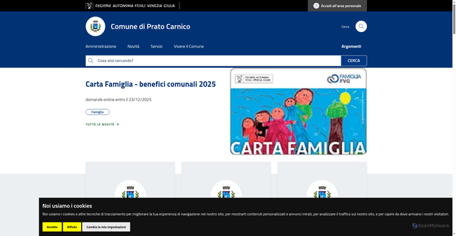 Security scan screenshot of https://www.comune.prato-carnico.ud.it/