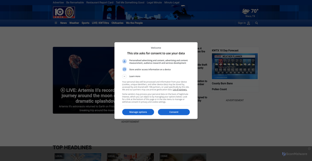 Security scan screenshot of https://www.kwtx.com