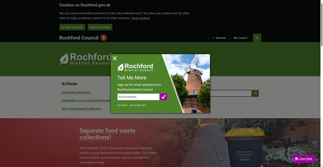 Security scan screenshot of http://www.rochford.gov.uk