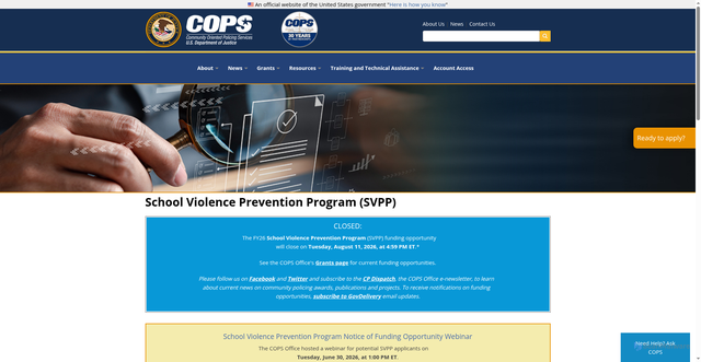 Security scan screenshot of https://cops.usdoj.gov/svpp