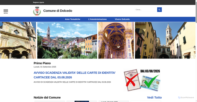 Security scan screenshot of https://www.comune.dolcedo.im.it