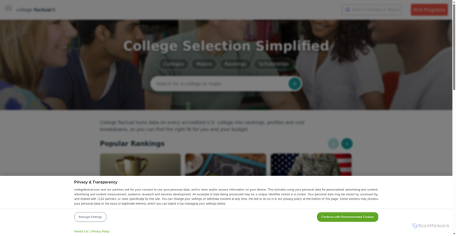 Security scan screenshot of https://collegefactual.com