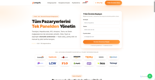 Security scan screenshot of https://entegrify.com/?m=42736255131420