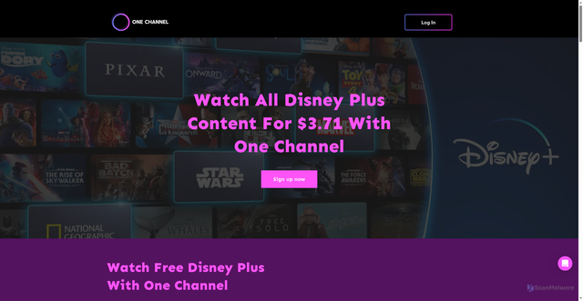 Security scan screenshot of https://www.onechannel.one/disney-plus/