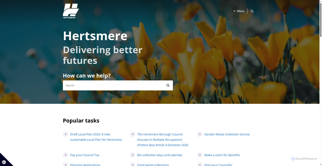 Security scan screenshot of http://www.hertsmere.gov.uk