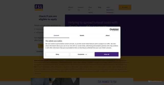 Security scan screenshot of https://funeralsafe.co.uk