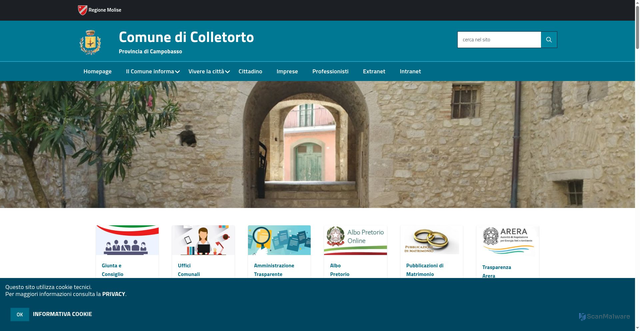 Security scan screenshot of https://www.comune.colletorto.cb.it/hh/index.php