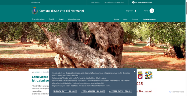 Security scan screenshot of https://www.comune.sanvitodeinormanni.br.it/