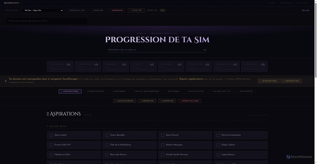 Security scan screenshot of https://selenemoon.pages.dev/trackers.html