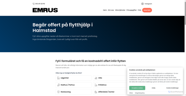 Security scan screenshot of https://xn--flytthjlphalmstad-wqb.se