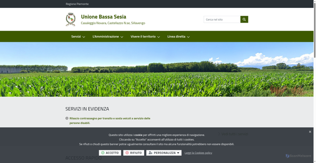 Security scan screenshot of https://www.unionebassasesia.it/it-it/home