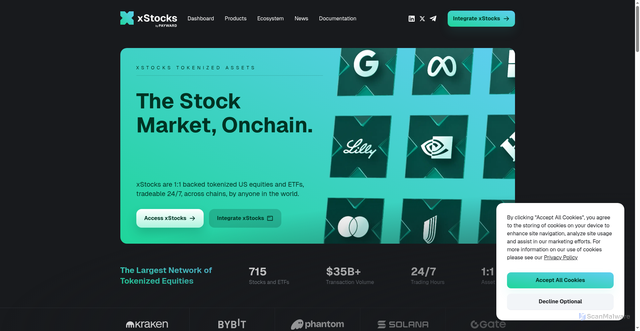 Security scan screenshot of https://xstocks.fi/