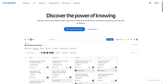 Security scan screenshot of https://www.atlassian.com/