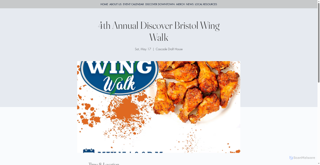 Security scan screenshot of https://www.believeinbristol.org/event-details-registration/4th-annual-discover-bristol-wing-walk