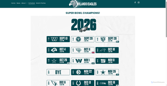 Security scan screenshot of https://www.orlandoeagles.com/game-schedule