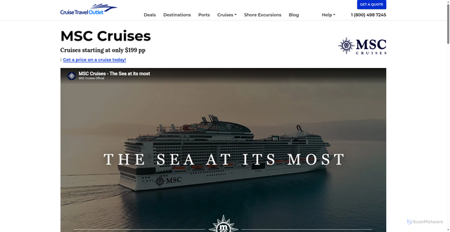 Security scan screenshot of https://www.cruisetraveloutlet.com/cruise-lines/msc-cruises/