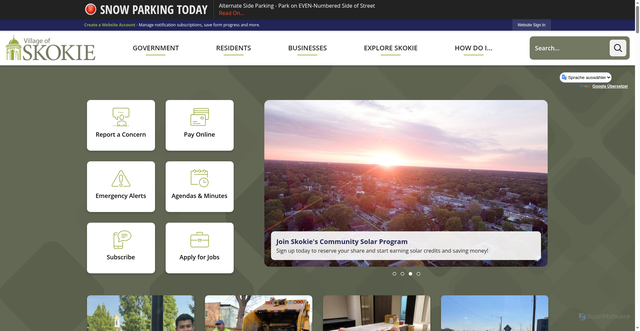Security scan screenshot of https://skokie.gov/