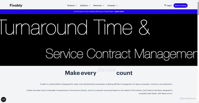 Security scan screenshot of https://fixably.com
