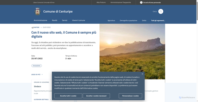 Security scan screenshot of https://www.comune.centuripe.en.it/