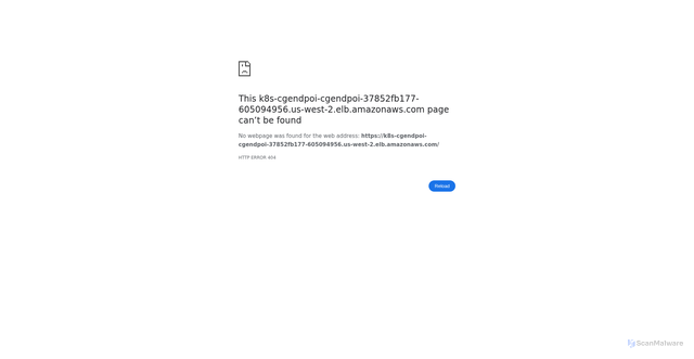 Security scan screenshot of https://k8s-cgendpoi-cgendpoi-37852fb177-605094956.us-west-2.elb.amazonaws.com