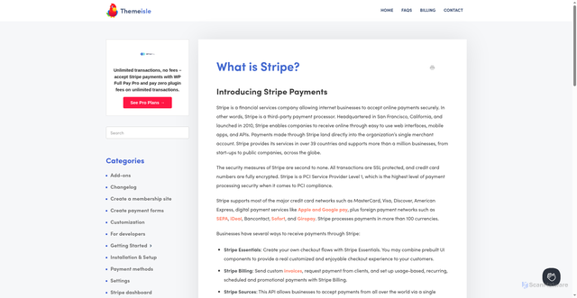 Security scan screenshot of https://docs.themeisle.com/article/2131-what-is-stripe