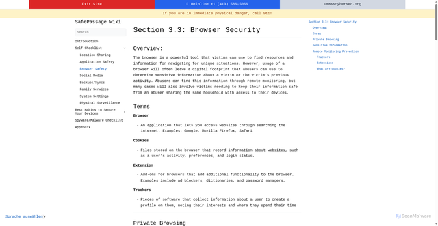 Security scan screenshot of https://safepassage-wiki.pages.dev/iphone/self-checklist/3.3-browser-safety/