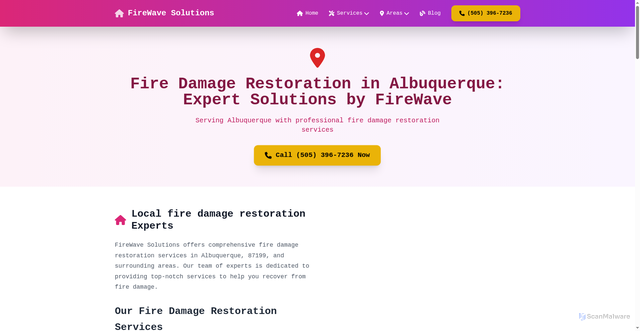 Security scan screenshot of https://firewavesolutions.online/areas-we-serve/albuquerque-87123