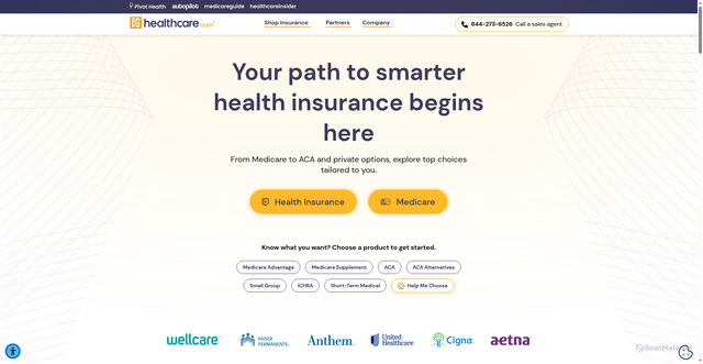 Security scan screenshot of https://www.healthcare.com