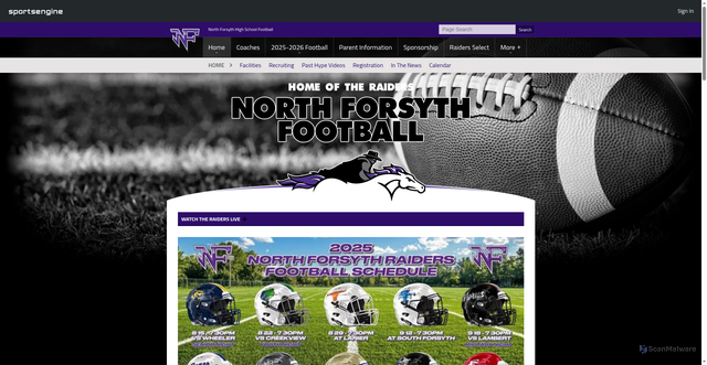 Security scan screenshot of https://www.northforsythfootball.com/