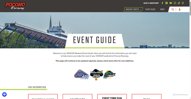 Security scan screenshot of https://www.poconoraceway.com/event-guide/