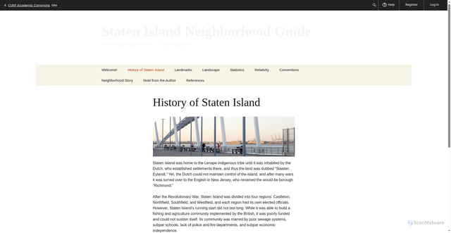 Security scan screenshot of https://neighborhoodsi.commons.gc.cuny.edu/history-of-staten-island/