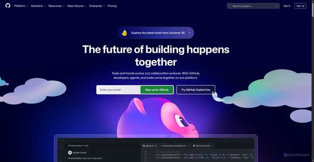 Security scan screenshot of https://github.com