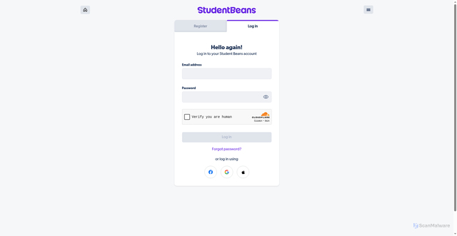 Security scan screenshot of https://accounts.studentbeans.com