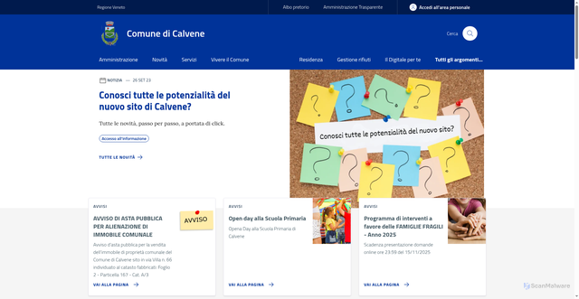 Security scan screenshot of https://www.comune.calvene.vi.it/